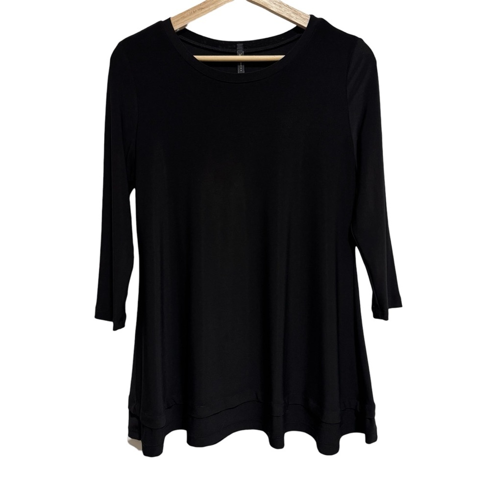 IC By Connie K Slinky Knit Tunic Blouse Top Women Small 3/4 Sleeve A-Line